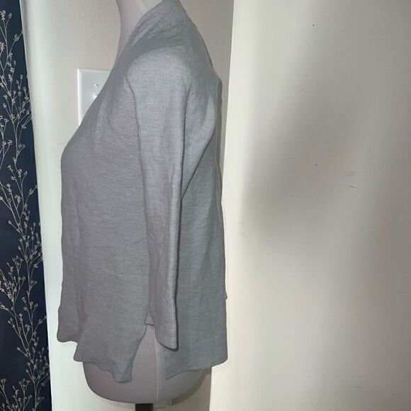 Eileen Fisher Virgin Wool 3/4 Sleeve Cardigan Light Blue sz S Small - Picture 2 of 5